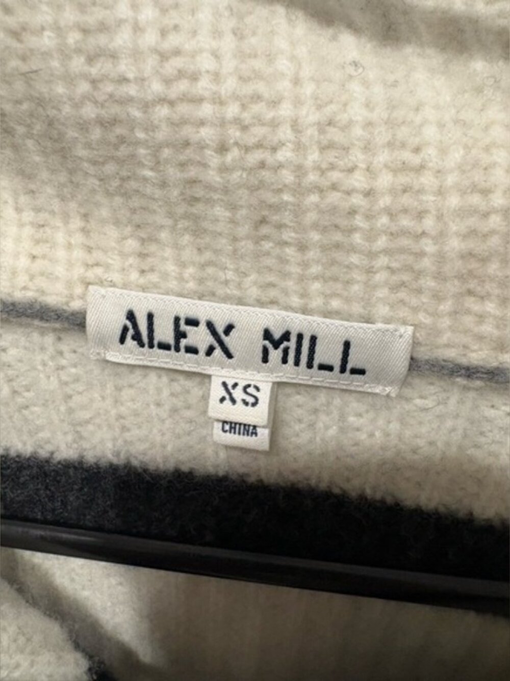 Alex Mill Felix Striped Merino Wool Half Zip Sweater Cream Charcoal XS - Picture 7 of 13